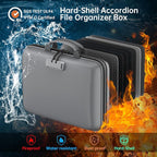 DocSafe Fireproof File Organizer with Lock, Hard-Shell Case Fireproof Document Box with 13 Pocket Accordion File Folder, Portable Home Office Travel Safe Storage for Important Documents Laptop Gray