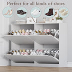Shoe Cabinet with 4 Flip Drawers, Narrow Hidden Shoe Storage Cabinet, Slim Freestanding Shoe Rack Organizer for Entryway, Hallway, Bedroom, Living Room