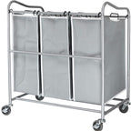 Simple Houseware Heavy-Duty 3-Bag Laundry Sorter Cart + Foldable Closet Laundry Hamper Basket
