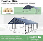 20x30 FT Heavy Duty Metal Carport - Galvanized Steel Car Shelter Garage Kits for 3 Car, RVs, Boats & Outdoor Storage