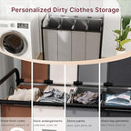 4-Compartment Laundry Cart with Lockable Wheels & Lid 180L Large Wheeled Laundry Basket Heavy-Duty Sorting Organizer for Laundry Room (Grey)