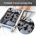Laundry Bag Backpack Durable Laundry Bag with Shoulder Straps and Mesh Pockets Portable Laundry Dirty Clothes Hamper Bag for College Dorm (Cow Print)
