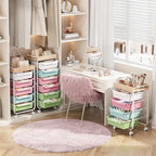 Rolling Craft Storage Cart with 4 Drawers,Utility Cart with Drawers,Art Craft Organizers and Storage,Kids Craft Cart,Kids Art Cart With DIY Lable and Wooden Tabletop Area,Colorful