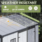 6 x 8 FT Resin Outdoor Storage Shed, All-Weather Plastic Garden Shed with Floor, Lockable Doors & Windows, Plastic Tool Shed for Poolside, Patio, Backyard