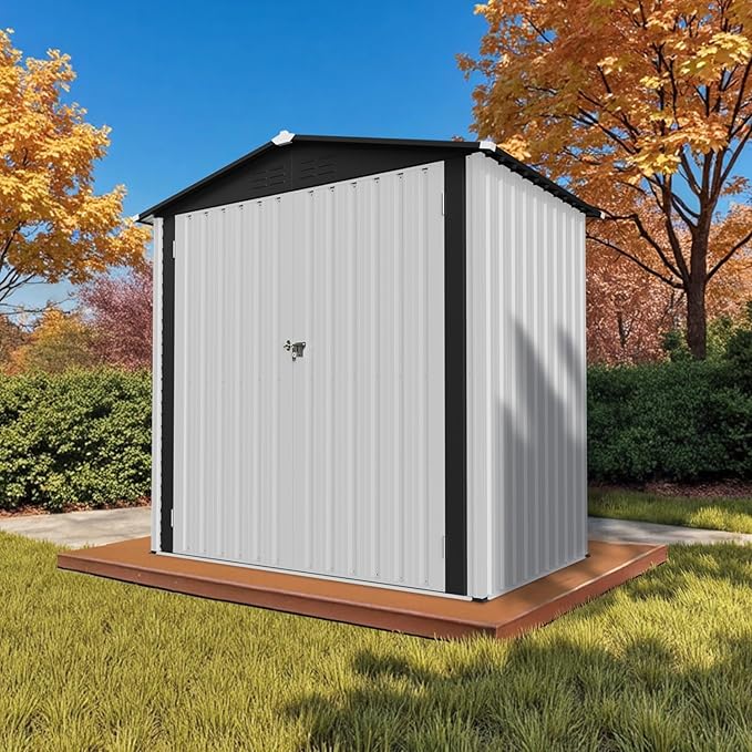 6' x 4' Outdoor Storage Shed, Sturdy Metal Building w/Floor and Operable Window for Garden, Backyard, Poolside and Lawn, White