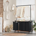 4 Section Rolling Laundry Cart with Hanging Rack & Utility Shelf, Laundry Sorter Hamper with Lockable Wheels, Removable Bags, Bedroom, Laundry Room, Bathroom Organizer