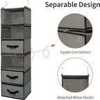 GRANNY SAYS 6-Shelf Hanging Closet Organizer, Separable to 2 Pack 3-Shelf, Closet Organization and Storage with 3 Different Drawers, 4 Side Pockets Wardrobe Clothes Organizer, Gray, 1-Pack