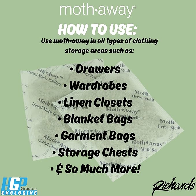 Richards Moth Away Herbal Repellent Sachets – 72 Count Value Pack – 100% Natural Ingredients – Peppermint, Rosemary & Thyme – Non-Toxic Moth Protection for Closets, Drawers & Storage – Made in USA