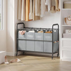 Tajsoon 4 Bag Laundry Sorter Cart, 4 Section Laundry Hamper Sorter with Heavy Duty Lockable Rolling Wheels, Laundry Separator Hamper with Removable Bags for Dirty Clothes Storage, Grey