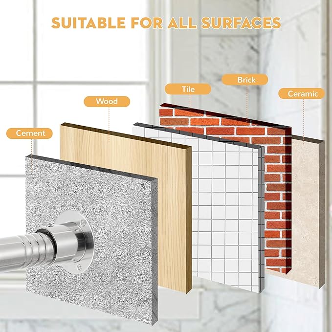1.3 Inch Diameter Closet Rods for Hanging Clothes 17-51 Inch Adjustable, Metal Heavy Duty Closet Pole, Silver Closet Bar for Hanging Clothes, Suitable for Closet, Wardrobes, Bathroom, Windows