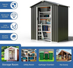 JY QAQA 5x3 FT Metal Outdoor Garden Storage Shed,Waterproof Metal Garden Sheds with Window and Lockable Double Door,Weather Resistant Steel Tool Storage House Shed forPatio,Lawn