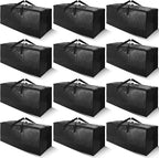 Cosy Family 12 Pack Heavy Duty Moving Bags with Backpack Straps - Strong Handles & Zippers, Storage Totes For Space Saving, Fold Flat, Alternative to Moving Box (X-Large-Set of 12, Black)