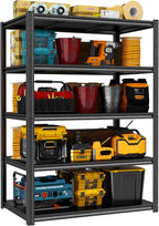 Garage Shelving Unit 3000 LBs Storage Shelves Heavy Duty, 5 Tier Adjustable Metal Shelf Organiazation Industrial Storage Racks Utility Shelf for Tools Garage Basement Warehouse 39.4"W*17.7"D*71.2"H