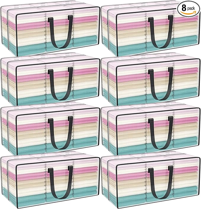 Clear Storage Bags with Zipper, Large Moving Bags Heavy Duty Extra Large, Plastic Storage Totes for Clothes, College dorm Packing Bag with Strong Handles