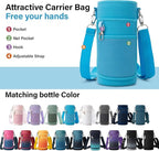 Insulated Water Bottle | Thickened Stainless Steel Vacuum Metal | Portable Sports Water Jug for Gym and Hiking with Straw, Carrier Bag, Handle Strap | BPA-Free 32 oz