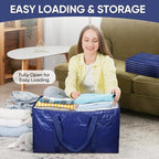 TICONN 4 Pack Extra Large Moving Bags Heavy Duty with Zippers & Carrying Handles, Durable Storage Bags Moving Boxes for Closet Organizers and Storage (4 Pack, Navy)