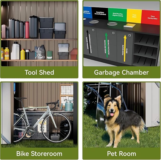 COMHOMA Shed Outdoor Storage Shed Metal,Lockable Doors Tool Sheds with Sloping Roof,Steel Garden Shed with Air Vent for Backyard,Patio,Lawn,Poolside(Brown,5'*3')