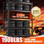 4 Pack Heavy Duty Garage Shelving - 1900 LBS Capacity 5-Tier Metal Storage Shelves, 71"H x 28"W x 12"D Adjustable Steel Utility Rack, Compact Storage Shelf for Pantry, Closet, Basement, Shed - Black