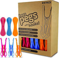 The Smartest Heavy Duty Clothespins with Hooks (24 Pack Orange, Pink, Blue) - Hang 3 Garments at Once with Our Tough, Dual Hooks Clothes Pins with Anti-Rust Spring - Tough, Colorful Clothespins