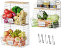 3 Pack Hanging Fruit Basket for Kitchen with Wood Lid - Onion and Potato Storage Fruit Bowl with Nameplate for Counter&Wall Mounted, Stackable Storage Basket,11.81 * 8.66 * 10.63inch