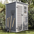 DWVO 5x3 FT Outdoor Storage Shed with Floor, All-Weather Resin Storage Shed with Window & Lockable Door, Waterproof Plastic Tool Storage for Garden Patio, Gray