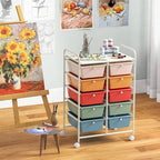 RELAX4LIFE Rolling Storage Cart with 10 Drawers - Craft Storage Cart with Lockable Wheels,Utility Cart, Art Cart Organizer for Crafting Storage, Studio, Office, Home, School Rolling Drawer Cart