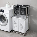 Laundry Hamper 2 Tier Laundry Sorter with 4 Removable Bags for Organizing Clothes, Laundry, Lights, Darks