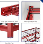 FLEXIMOUNTS 60" W Garage Shelving, 5 Tier Storage Shelves Load 1500LBS, Adjustable Garage Shelving Heavy Duty, Metal Shelves Unit for Basement, Warehouse, 60" W x 72" H x 24" D, Red