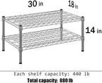 18" Deep x 30" Wide x 14" Height Wire Shelving Kit | 2-Tier | NSF Commercial Storage Rack Unit