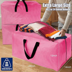Cosy Family 8 Pack Heavy Duty Extra Large Moving Bags with Backpack Straps - Strong Handles & Zippers, Storage Totes For Space Saving, Fold Flat, Alternative to Moving Box, Pink
