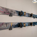 Horizontal Wall Ski Holder – Space-Saving Ski Wall Mount for Garage & Home Storage | Holds 1 Pair of Skis | Mountain, Snowflake & No Design Styles (Black, Mountain | Without Gear Hook)