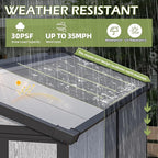 4 x 6 FT Resin Outdoor Storage Shed, All-Weather Plastic Garden Shed with Floor, Lockable Doors & Windows, Plastic Tool Shed for Poolside, Patio, Backyard