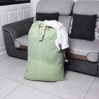 Extra Large Laundry Bag with Drawstring and Handle, Heavy Duty Travel Dirty Clothes Bag for Laundromat and Household, Durable Rip-Stop Laundry Hamper Liner, 28 x 40 Inch, Check Green