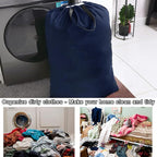 Heavy Duty Laundry Bag with Drawstring and Handle, Extra Large Travel Dirty Clothes Bag for Laundromat and Household, Durable Rip-Stop Laundry Hamper Liner, 28 x 40 Inch by SANFERGE, Navy Blue