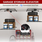 4x4FT Overhead Garage Storage Rack for High Ceilings 10-12 FT, Adjustable Garage Organization System, Heavy Duty Ceiling Storage Racks with Safety Lock,250LBS Capacity,Black