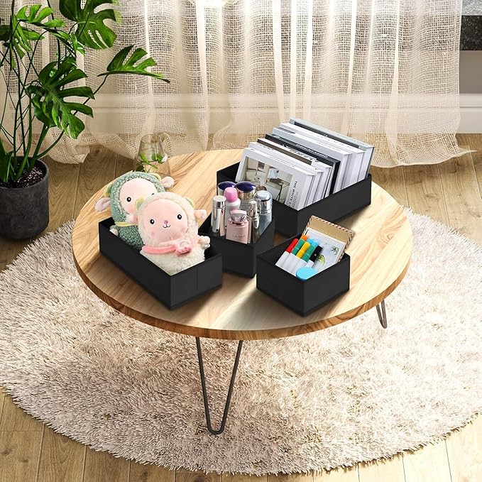DIMJ Drawer Organizer Clothes 6 Pack - Foldable Baby & Nursery Organization Dresser Dividers for Bedroom, Closet - Black