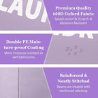 Set of 2 Collapsible Laundry Baskets with Aluminum Handles, 95L Large Laundry Baskets in 600D Oxford Fabric, Portable Dirty Clothes Hampers for Bedroom, Travel, Black + Purple