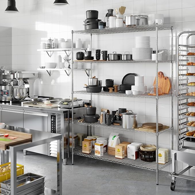 21" Deep x 60" Wide x 86" Height Wire Shelving Kit | 5-Tier | NSF Commercial Storage Rack Unit