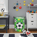 Soccer Kids Laundry Basket Baby Hamper Soccer Toy Storage Bin for Boys Room Decor Baby Nursery Hamper Gift Baskets for Bedroom Bathroom(Green Soccer)