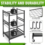 REDCAMP Garden Tool Organizer,Yard Tool Tower Rack for Garage,3 Tier Metal Yard Tools Storage up to 35 Long-Handled Tools/Rakes/Brooms, Heavy Duty Garden Tool Organizer for Garage, Yard, Patio, Shed