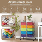 RELAX4LIFE Rolling Storage Cart with 10 Drawers - Craft Storage Cart with Lockable Wheels,Utility Cart, Art Cart Organizer for Crafting Storage, Studio, Office, School Rolling Drawer Cart (Rainbow)