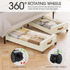 Yecaye Under Bed Storage with Wheels, 2 Pack Under Bed Storage Containers, 60L Underbed Shoe Storage with Clear Window & Label, Rolling Under Bed Metal Drawer for Clothes, Shoes, Books, Blankets