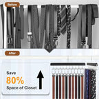 TOPIA HANGER 20 Hooks 2 in 1 Belt Tie Hanger for Closet Max 30 Belts with 30 Ties Capacity, Belt Tie Racks Wooden Hanger for Closet Organizer Storage “U” Fit for Belt and “一” Fit for Tie - CT47B