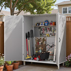 Patiowell 5x3 FT Resin Outdoor Storage Shed with Floor, Plastic Waterproof Outdoor Storage Cabinet, Garden Organizer Shed with Lockable Door for Patio Furniture, Pool Accessories, Light Gray