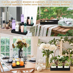 Teling Large Rectangular Desk Organizer Set, Half Accessory Tray, Plastic Tabletop Organizer for Office, Home, or Study, Dimensions: 9.45 x 2.95 x 1.38 Inches(4 Pcs,Black)