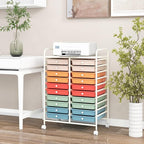 GOFLAME 20-Drawer Rolling Storage Cart, Multifunctional Art Craft Organizer Cart, Mobile Utility Storage Cart with Removable Drawers & Lockable Wheels, Craft Cart for Home Office School, Macaron Color