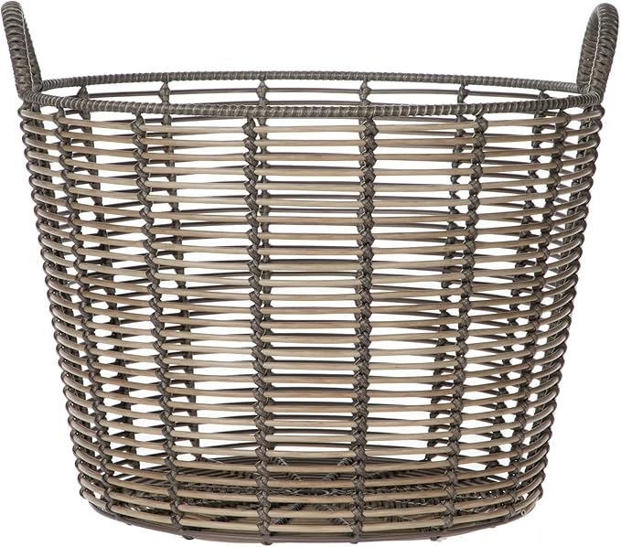 Laundry Baskets Extra Large Round Poly Rattan Multipurpose Blanket Basket Storage Basket for College, Dorm, Family