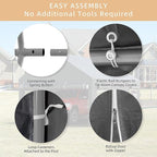 JY QAQA Carport, 12x20 FT Heavy Duty Carport with Roll-Up Window and Sandbags, Portable Garage with Removable Side Walls and Doors, Car Canopy with All-Season Tarp for Cars, Trucks, Boats, Grey