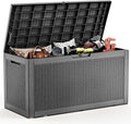 EasyUp 120 Gallon Deck Boxes Waterproof, Outdoor Large Storage Boxes with Lids, Outside Resin Storage Box & Deck Boxes for Patio, Garden Use(Black)