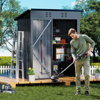 COMHOMA Shed Outdoor Storage Shed Metal,Lockable Doors Tool Sheds with Sloping Roof,Steel Garden Shed with Air Vent for Backyard,Patio,Lawn,Poolside(Grey,5'*3')